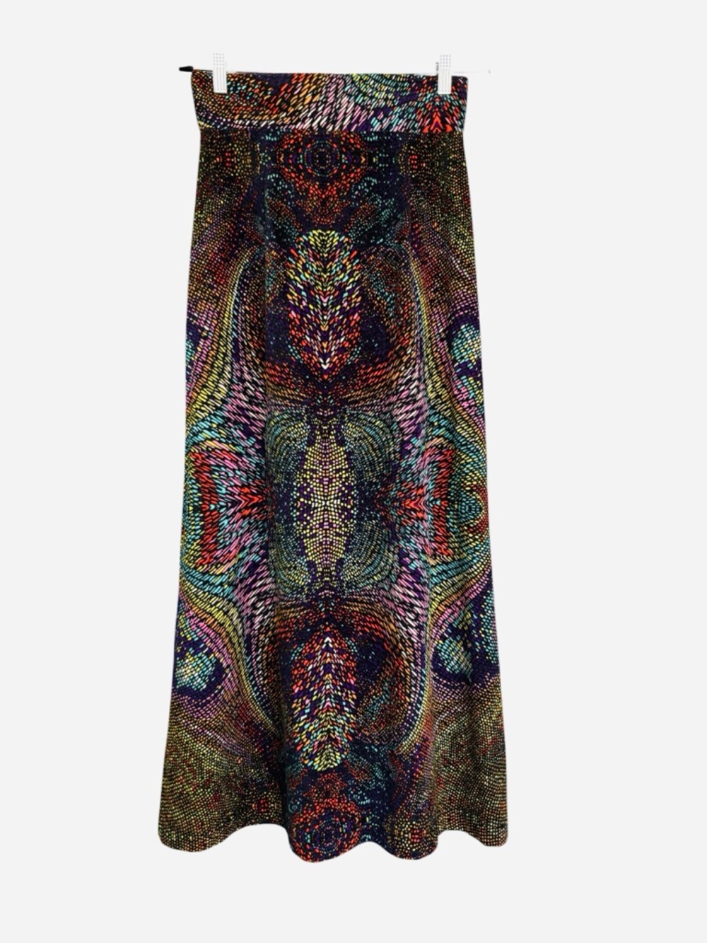 Vintage Beverly Vogue Multicolor Mosaic Maxi Skirt — Boho 70s Size M Made in USA